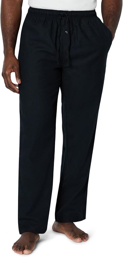 Amazon Essentials Men's Breathable Flannel Pajama Pant, Relaxed Fit, Drawstring, Cotton (3X-Large Big, Black)