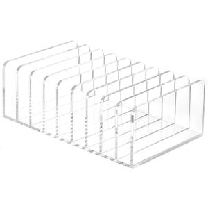 QWORK 9 Compartments Clear Desk Mail Organizer, Acrylic Office Document Sorter, Transparent Stepped Design, Non-Slip Base for Office, Home, School Desktop Organization