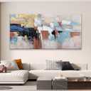 KUPTEU Canvas Wall Art Decor Large Wall Art For Living Room Abstract Art Blue Gold Wall Art Decor Large Canvas Art Work Colorful Abstract Wall Art Prints For Bedroom Office Kitchen Wall Decor 29"x58"