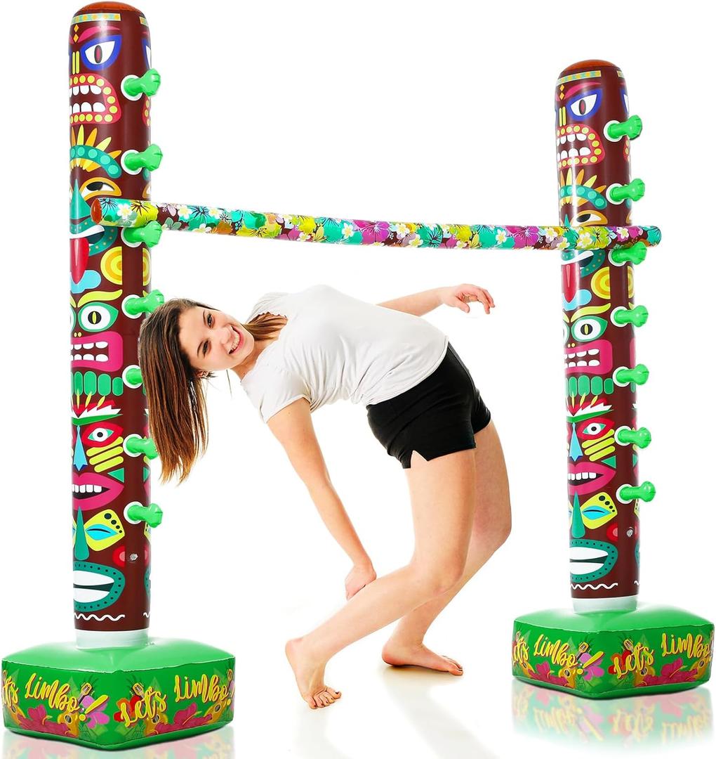 Hawaiian Inflatable Limbo Party Game for Adults 66.7" Tall Inflatable Tropical Luau Party Carnival Game for Adult Summer Outdoor Garden Beach Birthday Pool