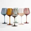 Physkoa Colored Burgendy Wine Glasses Set 6-18oz HandBlown Colorful Wine Glass With Long Stem,Multi Color Mothers Day Wine Glasses Gift for Women Mom