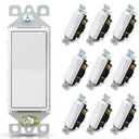 ELEGRP Matte White 3 Way Decorative Light Switch, 15Amp, 120-277 Volt, AC Decorator Rocker Paddle Wall Switch Replacement, Self-Grounding, Residential and Commercial Grade, UL Listed (10 Pack) (Without Wall Plate)
