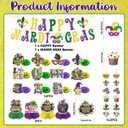 20Pcs Mardi Gras Decorations, Happy Mardi Gras Banner Hanging Swirls and Honeycomb Centerpieces New Orleans Carnival Masquerade Party Decorations for Fat Tuesday Decor