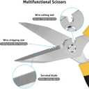 Utility Scissors Heavy Duty: 8-Inch sharp Scissors All Purpose heavy duty, Serrated Blades Cut Carpet, Cardboard, Wire, Leather, Fabric, Multipurpose Shears for Kitchen, Garden, Office, Craft (Yellow)