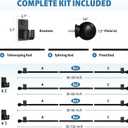 No Drill Curtain Rod for Windows 25 to 49 Inch - 2.0 Dual-Fix Adhesive & Invisible Nail, 5/8" Adjustable Black Curtain Rod No Drilling, Renter Friendly for Apartments & Dorms