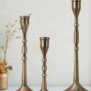 Vintage Taper Candle Holders Set | Handmade 3-Piece Candlestick Decor for Table Centerpiece, Farmhouse Kitchen & Party Lighting (Bronze)
