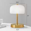 Oneach 9" Cordless Table Lamp, Gold Rechargeable Battery Operated Lamp, 3-Way Stepless Dimming Touch Lamps, Small Glass Bedside Nightstand Light for Bedroom Dining Table Living Room Shelf Decor