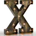 Pooqla Vintage Light Up Marquee Letters with Lights – Illuminated Industrial Style Lighted Alphabet Letter Signs  Coffee Bar Apartment Bedroom Wall Home Initials Decor  X