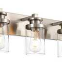 BONLICHT Modern Wall Mount Light Brushed Nickel Bathroom Vanity Light Fixture Farmhouse Wall Sconce 6 Lights Modern Lighting Fixtures Hallway Wall Lamp Over Mirror with Clear Glass Shade(Exclude Bulb)