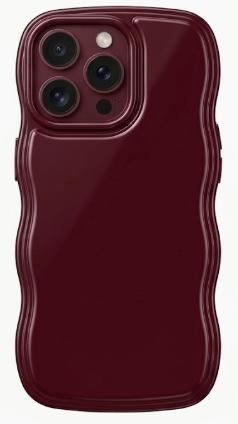 Case for iPhone 16 Plus Case for Women, Soft Silicone Aesthetic and Cute Wave Design Wavy Frame Phone Case, Compatible with iPhone 16 Plus 6.7"-Wine Red