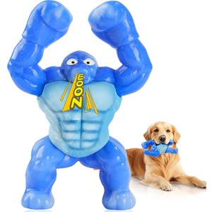 Dog Toys for Aggressive Chewers, Indestructible Chew Toys for Medium Large Breeds(20-80lb), Durable Squeaky Tough Dog Toy to Keep Them Busy (Bacon Flavor, Blue)