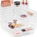 SMARTAKE 37-Piece Drawer Organizer with Non-Slip Silicone Pads, 4-Size Desk Drawer Organizer Trays Storage Tray for Makeup, Jewelries, Utensils in Bedroom Dresser, Office and Kitchen (Clear)