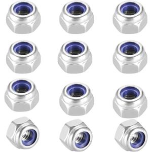 5 x M10x1.5mm Nylon Lock Nuts,10pcs 304 Stainless Steel Nylon Insert Hex Lock Nuts for Industrial and Construction Fasteners