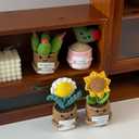 2 x Okra 4PCS Handmade Crochet Plants Set - Cactus & Sunflower, Emotional Support Crochet Doll | Small Gifts for Girlfriend, Women, Boyfriend, Husband & Friends, Positive Crochet Gifts for Her & Him