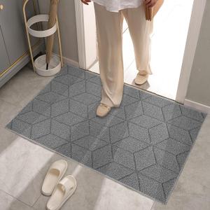 GRANNY SAYS Indoor Doormat, 32" x 48", Non-Slip Front Door Mats, Outdoor Welcome Mat Washable, Low Profile Indoor Door Mats for Entryway, Floor Inside Back Doormats (Grey)