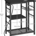 YATINEY Movable Bakers Rack, Microwave Stand with Charging Station, Kitchen Storage Rack with Hooks and Basket, Casters and Adjustable Feet, for Small Space, Kitchen, Dining Room, Black HB04UBB, 23.6"L x 15.7"W x 31.5"H