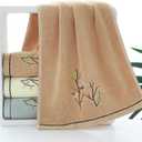 Pidada Hand Towels Set of 2 Embroidered Bird Tree Pattern 100% Cotton Absorbent Soft Decorative Towel for Bathroom (Brown)