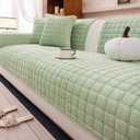 Velvet Couch Covers for Sectional Sofa, Light Green, 1PC, 35.4"x94"