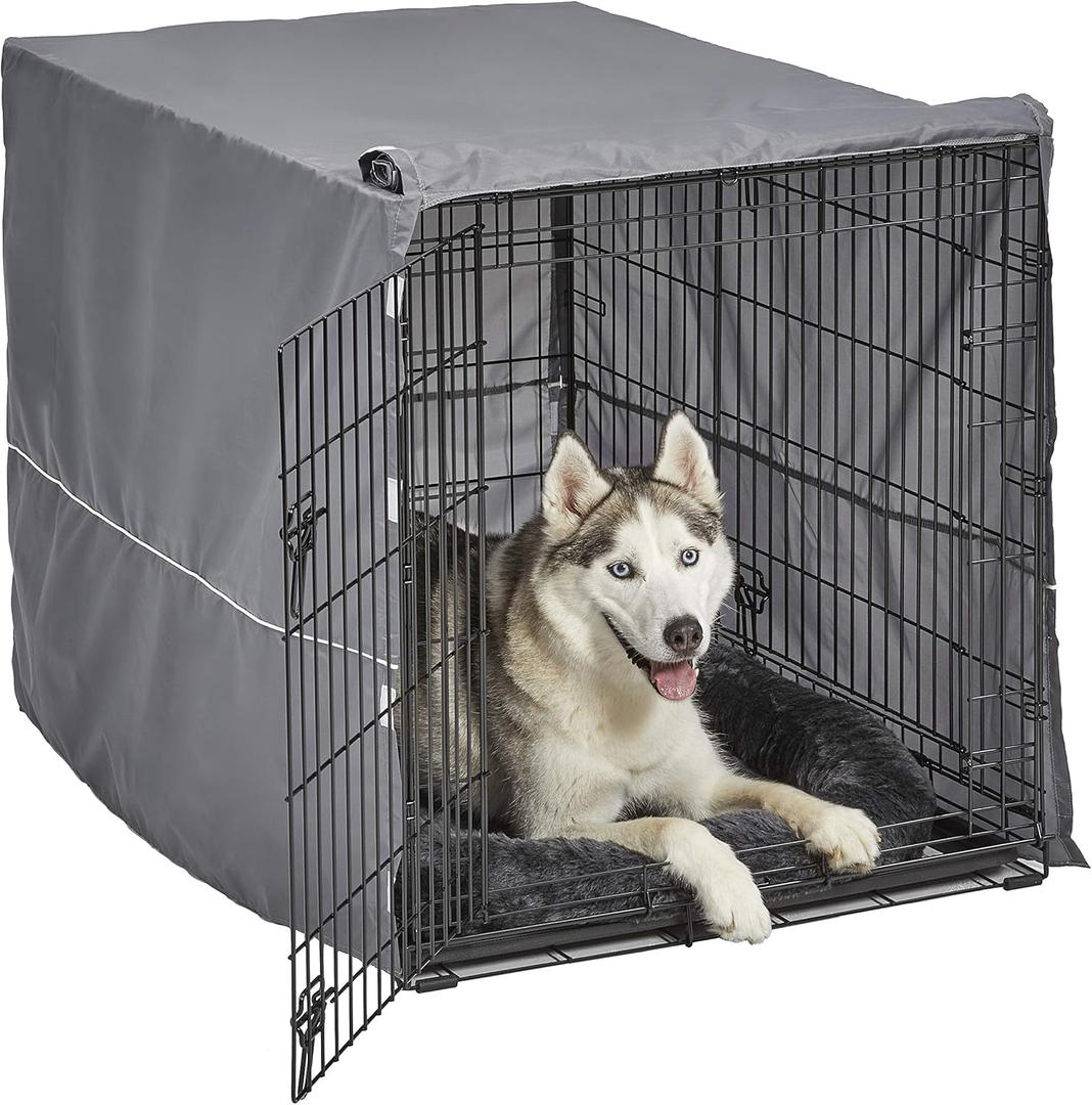 MidWest Homes for Pets Double Door 42-inch Dog Crate Kit, Bundle Includes a Two-Door Cage, Matching Gray Bed and Crate Cover, For Large Sized Breeds MidWest Homes for Pets Double Door 42-inch Dog Crate Kit, Bundle Includes a Two-Door Cage, Matching Gray Bed and Crate Cover, For Large Sized Breeds