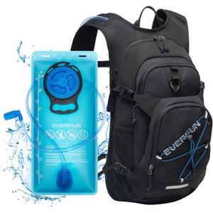 Everfun Hydration Backpack 18L with Water Bladder 2L/3L Hiking Water Backpack Women Men Hydration Pack Insulated Lightweight Day Hydropack with Storage for Hiking, Biking, Running, Festival (Black)
