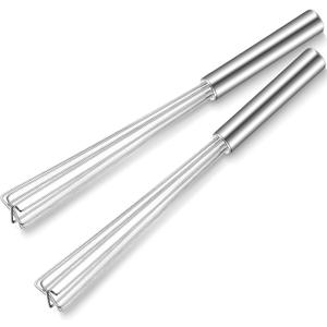 Baderke 2 Pack Espresso Whisk Tool 10.6" Long Handle Mini Whisk for Coffee Stirring Stainless Steel Silver Triangular Design Fit Coffee Chocolate Milk, Mixing Tool for Commercial Home Use