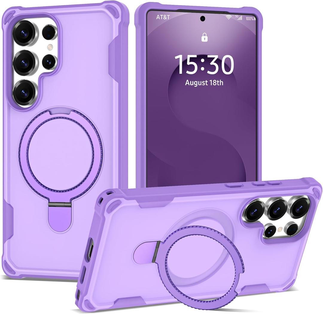 PeakFuel Designed for Samsung Galaxy S25 Ultra Case 6.9'' with Magnetic Ring Stand [Military Drop Protection][Compatible with MagSafe] Shockproof S25 Ultra Phone Case for Men Wowen, Purple
