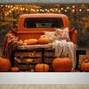 Kate 7x5ft Autumn Photography Backdrops Vintage Orange Truck with Pumpkins Fall Scene Photo Background Thanksgiving Harvest Decor Backdrops Video