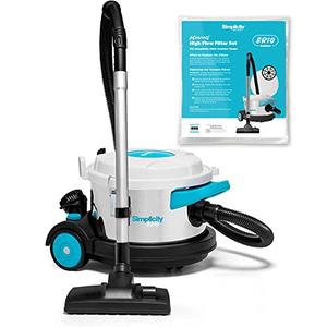 Simplicity Vacuums Brio Dry Canister Vacuum & Filter Set Bundle, Heavy Duty Vacuum Cleaner for Hardwood, Tile, Rugs & More with Extra HEPA Filter Media Set