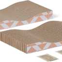 Amazon Basics Cat Scratching Post, Cat Scratch Pad for Indoor Cats with Catnip, Single Layer with Curve, 16.5 x 8.1 x 1.6 in, 2-Pack