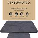 J.B Large Stone Drying Mat for Kitchen Counter - Quick Dry Stone Mat with Sink Caddy, Ultra Absorbent Dish Drying Stone for Kitchen Counter and Bathrooms, 16 x 12 Inch, Dark Gray/Black Marble Finish
