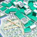 Chinoiserie Green and White Floral Mahjong Mat 31.5 x 31.5 Inch, Grandmillennial Flower Non-Slip Noise Reduction Gaming Mat for American Mahjong, Poker, Card Games, Board Games and Dominoes