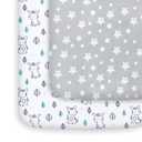 Pack and Play Sheets, 2 Pack Mini Crib Sheets, Stretchy Playard Fitted Sheet, Compatible with Graco Pack n Play, Soft and Breathable Material, Stars & Bunny