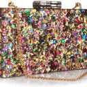 Gets Acrylic Purses and Handbags for Women Multicolor Perspex Geometric Patterns Box Clutch Banquet Evening Crossbody Handbag (C-mixed Gold Plus Size)