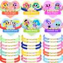 24PCS Kids Friendship Bracelets with Gift Cards, Colorful Heart Bead Adjustable Bracelets, Girls Party Favors Supplies Classroom Prizes Exchange Gifts Little Girls Play Jewelry