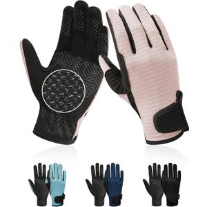 Kids Horse Riding Gloves Equestrian Anti Slip Children Horseback Bike Gardening Fishing Cycling Outdoor Activities Riding Gloves Girls Boys Youth (S (Age 6-8), Pink Non-slip Silicone)