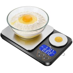 Rechargeable 0.01g/5kg Dual Platform Food Kitchen Scales Digital Weight Grams and Ounces, Two Precisions Kitchen Scale for Sourdough Bread, Baking and Cooking with 3 Units Tare, Accumulation Functions