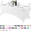 Spandex Table Cover for 8FT or 4ft or 6ft Table Universal Fitted Stretch Tablecloth for Party, Banquet, Wedding and Events-White (96" x 30" (Rectangular)