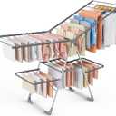 Sakugi Clothes Drying Rack, Foldable 2-Level Laundry Drying Rack with Height-Adjustable Wings, for Clothing & Bedding, Free-Standing Space-Saving Rack, Indoor & Outdoor, 70" L 22.8" W, Gray, X-Large