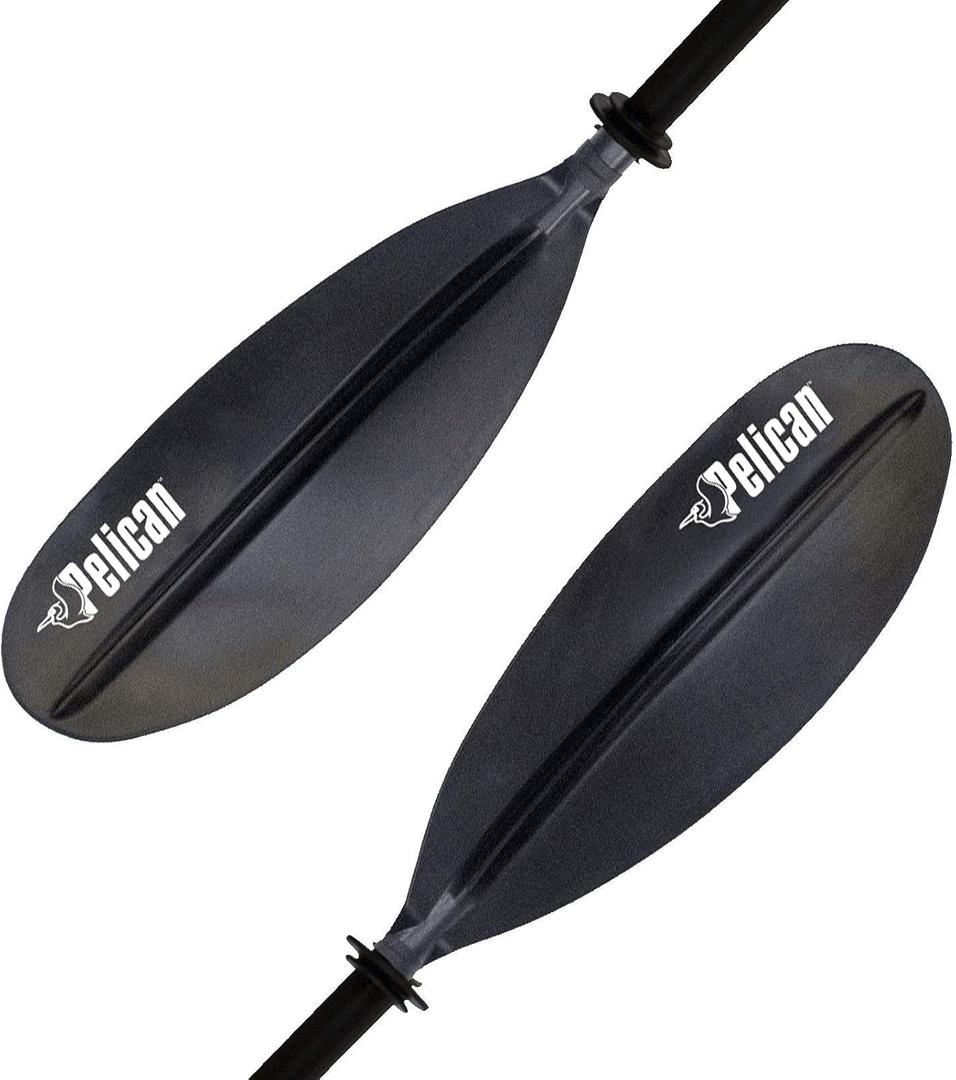 Pelican- Standard Kayak Paddle - Aluminum Shaft and a Durable Polypropylene Blade - 0/65° Blade Angle - with Drip Ring, 87"