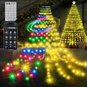 30+ Modes Coated Christmas Tree Lights Indoor with Remote - 10Ft x 12 Lines 432 LED Cascading Twinkle Lights Ring for Christmas Tree, Smart App Outdoor Waterproof for 9 10 11 12 Ft Xmas Tree