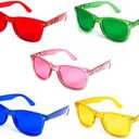 Color Therapy Glasses 5 Pack | Light Therapy Glasses for Chromotherapy, Mood Enhancement, Chakra Healing | Colored Sunglasses for Light Sensitivity