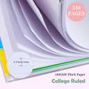5 Subject Notebook for Work with Removable Dividers Tabs, Large 8.5" x 11 Spiral Lined Notebooks for School Note Taking & Organizer, A4 240 Pages College Ruled Journal for Women & Writing, Blue