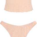 ZAFUL Women's Bandeau Tankini Swimsuit Crochet Bathing Suits (Pink, S)
