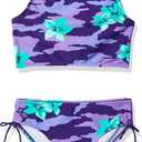Kanu Surf Girls' Daisy UPF 50 Beach Sport Halter Tankini 2-Piece Swimsuit (8, Rylie Purple)