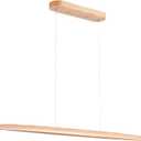 YISDESIGN 51" 36W Wood LED Linear Pendant Light Fixture Led Dining Room Light Dimmable Hanging Light Fixture for Dining Room Kitchen Island Pool Table Lights Natural Ash, 51in