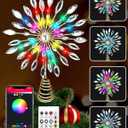 Christmas Tree Topper Star, 12.2 Inches 20LEDs Diamond Christmas Tree Topper Lighted with Remote & APP, USB Powered Multicolour Lighted Treetop Decorate to Christmas Trees for Holiday, Party, Indoor