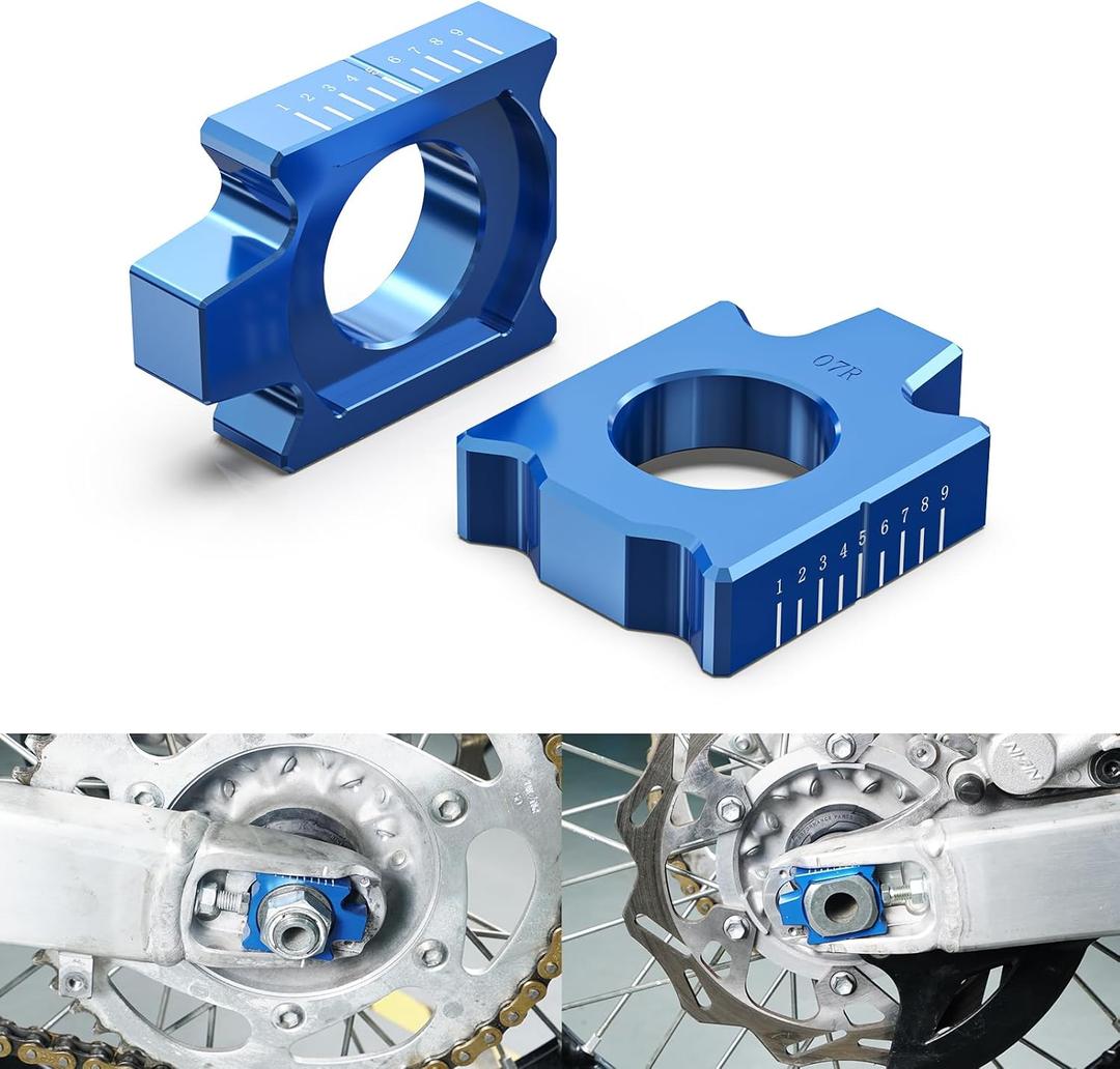 NICECNC Blue Rear Chain Tensioner Adjuster Set Aluminum Compatible with Yamaha YZ250 YZ125 2002-21 YZ250F 2002-08 YZ450F 2003-08 YZ125X 2017-21 YZ250X YZ450FX 2016-21 YZ250FX 2015-21,See fitment