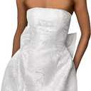 Ftupza Embroidery Satin Homecoming Dresses Short Cocktail Dresses with Bow Strapless DAMA Dresses for Quinceanera, Size Medium