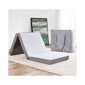 Kingfun Foldable Mattress 4 Inch Folding Mattress Tri-fold Gel Memory Foam Breathable with Storage Bag, Portable Floor Guest Bed Soft for Sleeping Camping, Gray, Single Size