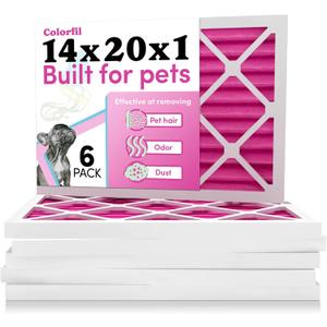Colorfil 14x20x1 Air Filter (6-Pack) | Made in the USA | Color Changing | Remove Cat and Dog Odor | MERV 8 for Pet Hair Dander and Dust | 13.5"x19.5"x0.75" Exact Size